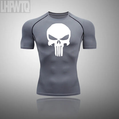 Camiseta deportiva de compresión para hombre, camiseta de entrenamiento físico de secado rápido MMA, ropa deportiva masculina para correr y correr