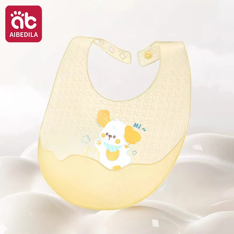 Babero de Silicona AIBEDILA, Impermeable, Ajustable, de Grado Alimenticio, con Diseño de Dibujos Animados, Paño de Regurgitación para Bebés, Niños y Niñas