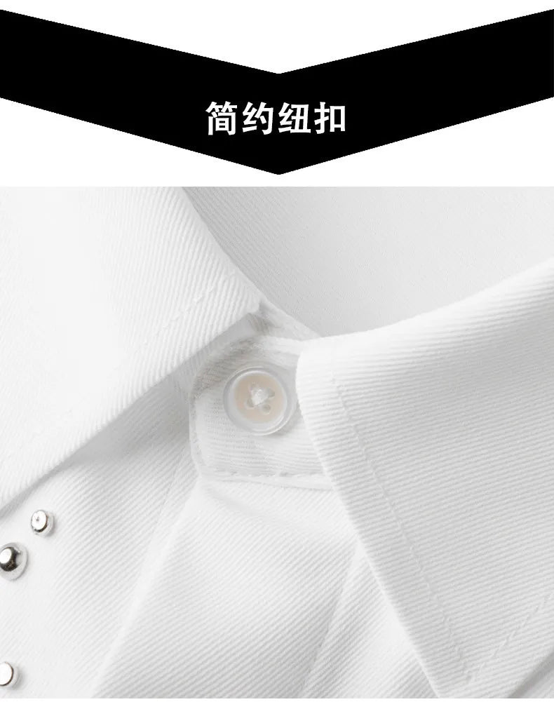 Camisa de Manga Larga Decorada con Pedrería para Hombre, Camisa de Vestir para Banquetes y Fiestas, Camisa Casual de Negocios, Camisa Masculina