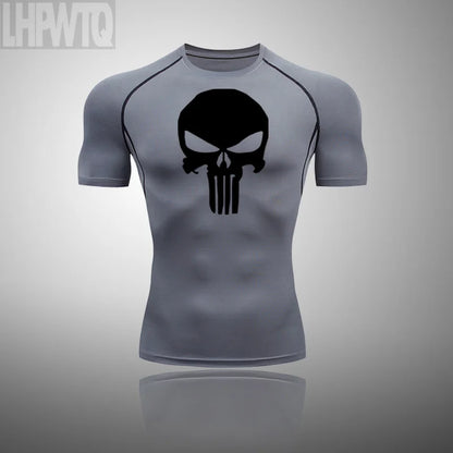 Camiseta deportiva de compresión para hombre, camiseta de entrenamiento físico de secado rápido MMA, ropa deportiva masculina para correr y correr