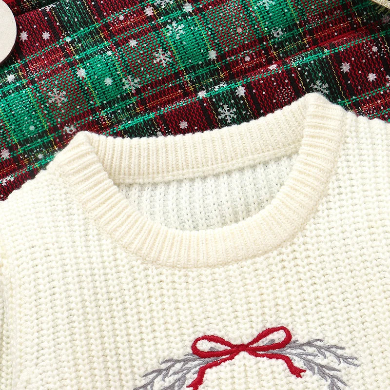 Suéteres de Navidad para bebé, ropa de invierno con cuello redondo, manga larga, jerséis tejidos para recién nacidos, jerséis para niños y niñas, prendas de punto infantiles de 1 a 3 años