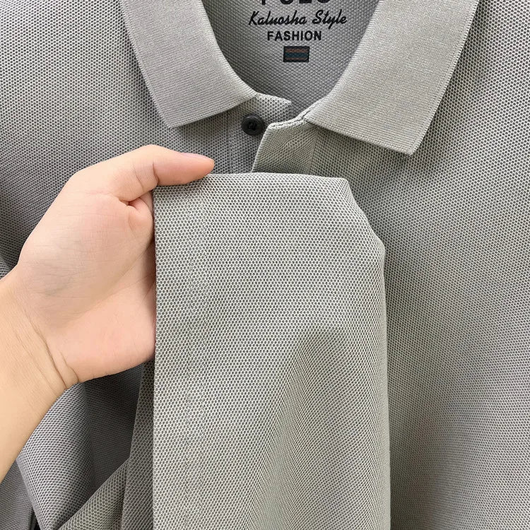 Polo de manga larga de otoño 2025 para hombre, 100% algodón transpirable, estilo informal de negocios con cuello de algodón clásico