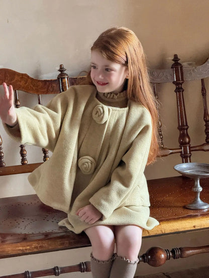 2025 nueva ropa para niños falda de abrigo para niñas coreanas conjunto de dos piezas de falda de abrigo de flores para niños coreanos