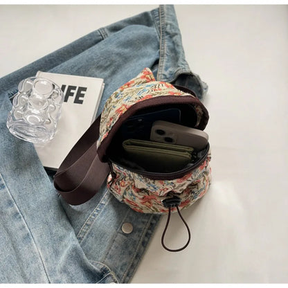Bolso cruzado de moda para niñas y mujeres, bolso de teléfono de estilo chino, bolsillo en el pecho con estampado étnico, bolso de tela pequeño de un hombro, nuevo