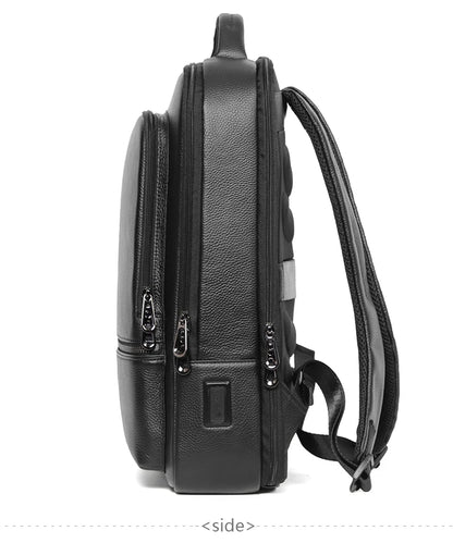 Mochila 100% de cuero de vaca Natural para ordenador portátil de 15,6 pulgadas, Mochila USB para hombre, bolso de viaje de cuero genuino, Mochila grande para niños