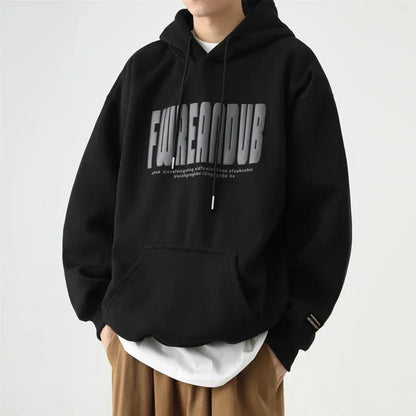 Sudaderas con capucha con estampado de espuma y letras de otoño para hombre, novedad de 2025, sudaderas con capucha Vintage de lana de algodón de gran tamaño, ropa de calle Y2K