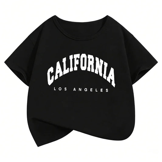 Camisetas con estampado de letras de California Los Ángeles, camiseta de moda para niños y niñas, camiseta informal de verano y primavera