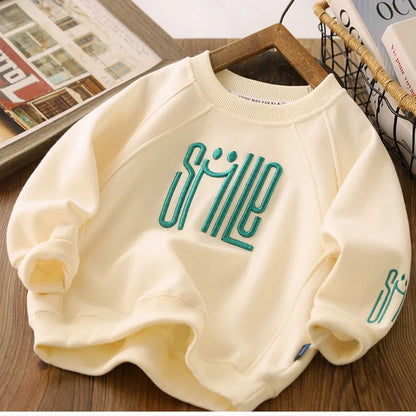 4-12 años adolescentes niños Shrit primavera otoño sudadera con letras sólidas para niños guapos niños deportes Casual Pullove