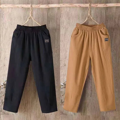 Pantalones Harlan de algodón sueltos para mujer, pantalones informales de verano para mamá, pantalones informales de algodón ...