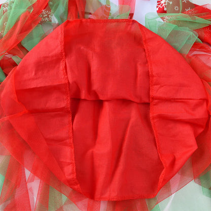 VIKITA Vestido navideño de unicornio para niñas, vestido tutú con estampado de copos de nieve de manga larga para niños con falda de tul escalonada roja y verde para Navidad