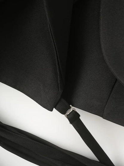 Early Autumn Women's Cross-Belted Slim Fit Short Suit Jacket Fashionable Business Casual Style Long Sleeve Commute Friendly