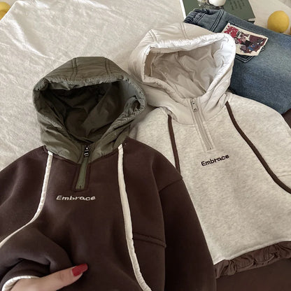 2025 Otoño Invierno niños sudadera de terciopelo niño con capucha Tops ropa para niños niñas Casual pulóver sudaderas con capucha con letras