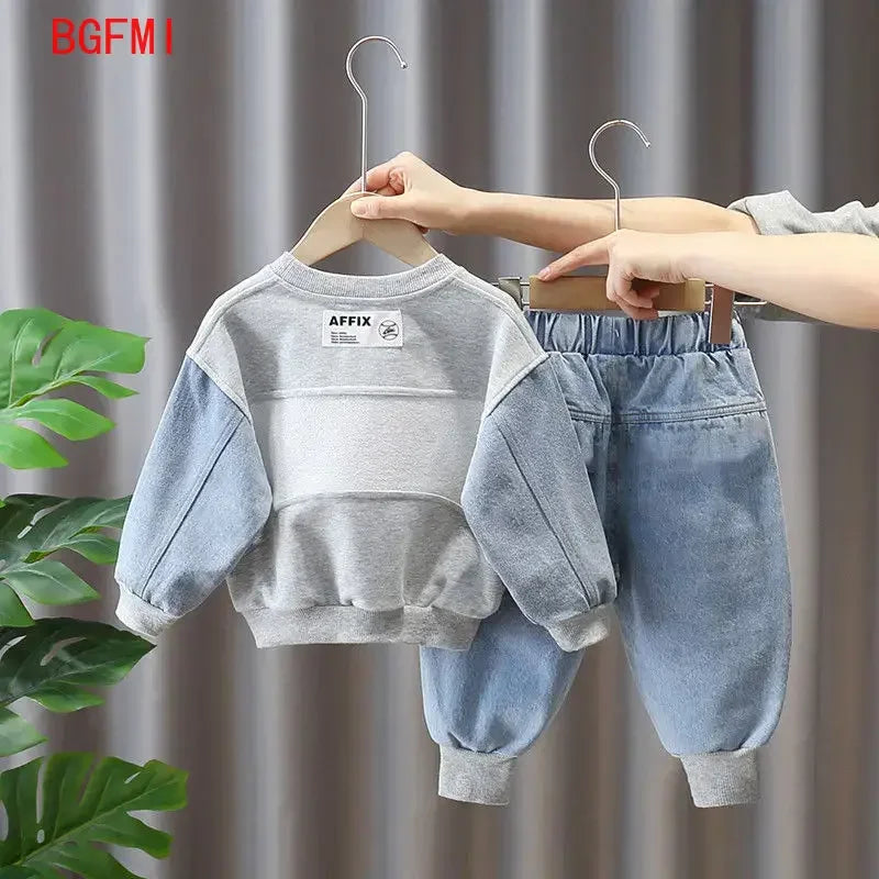 Conjuntos de Ropa de Moda para Bebés de 2 a 8 Años, Primavera Otoño 2026, Traje de Mezclilla Estilo Coreano para Niños, Conjunto de Dos Piezas, Top + Pantalón