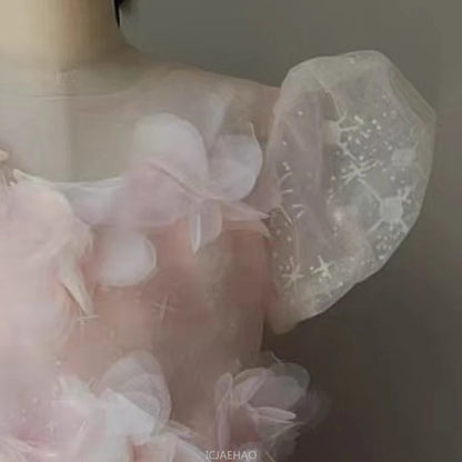 Vestido largo rosa para niñas, vestidos de presentador, ropa para fiesta de cumpleaños, vestido de princesa, disfraz de lujo, traje de actuación de Piano para niños