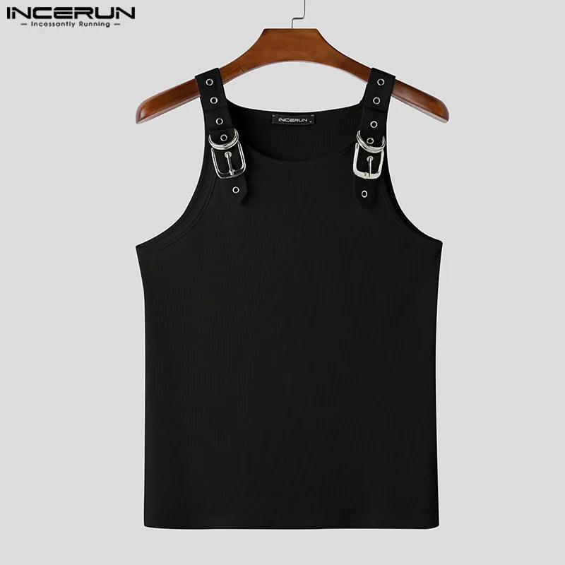 Fashion Men Tank Tops Casual Style Tops INCERUN New Style Men's Mesh Vests Streetwear Solid Color Casual Men Clothing S-5XL