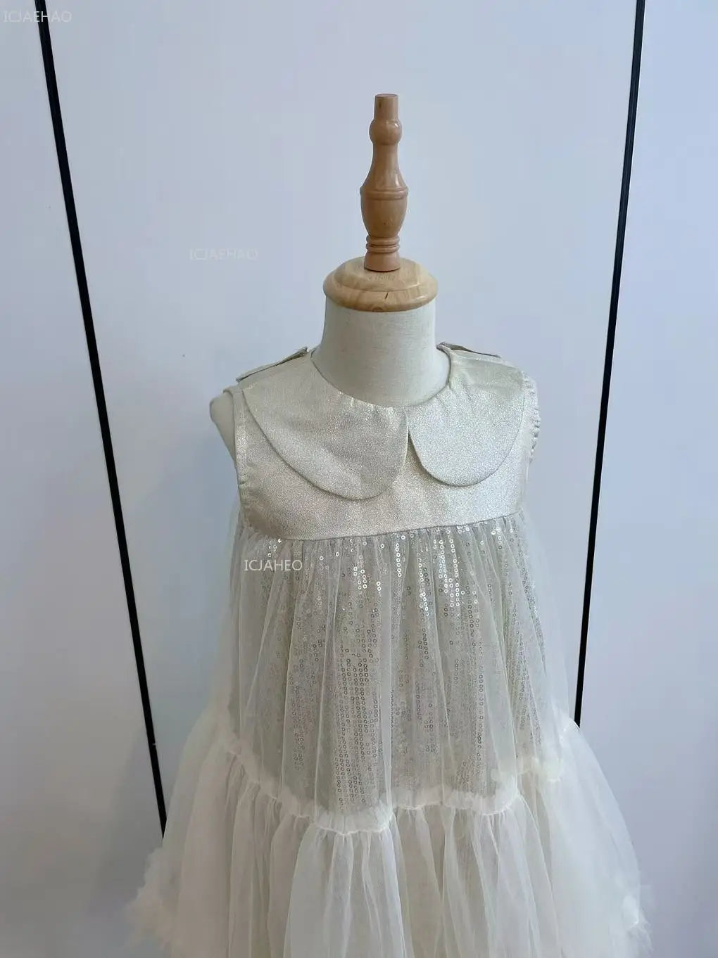 Nuevo vestido de fiesta para niñas, vestido de princesa de tul sin mangas con cuello Peter Pan para actuaciones de Piano, banquete, desfile Formal