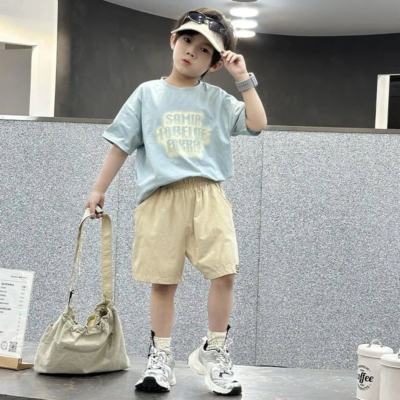 Pantalones Cortos de Verano para Niños de 3 a 14 Años, Pantalones Cortos Deportivos de Algodón Sólido para Niños, Pantalones Cortos con Cintura Elástica para Niños