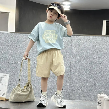 Pantalones Cortos de Verano para Niños de 3 a 14 Años, Pantalones Cortos Deportivos de Algodón Sólido para Niños, Pantalones Cortos con Cintura Elástica para Niños