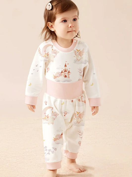 AIBEDIAL Conjunto de pijama para bebés, Otoño Invierno, manga larga, traje de cintura alta, ropa interior de fondo suave, ropa de dormir de dos piezas para bebés