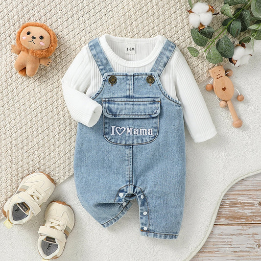 2 uds., Top de manga larga para bebés/niñas para todas las estaciones + pantalones con tirantes, traje, ropa Stes para recién nacidos, ropa de uso diario