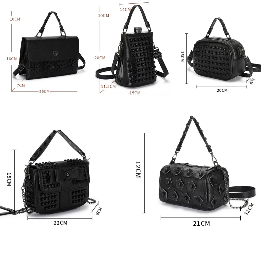 Bolso de cuero de diseñador de lujo para mujer, bandolera suave, pequeño, con remaches, estilo Punk, bolsillo para teléfono móvil