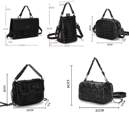 Bolso de cuero de diseñador de lujo para mujer, bandolera suave, pequeño, con remaches, estilo Punk, bolsillo para teléfono móvil