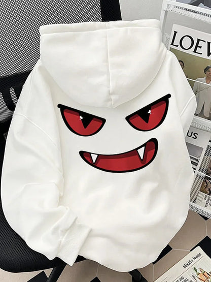 Sudaderas con capucha con estampado de Anime divertido para hombre, sudaderas con capucha de moda Retro americana de Hip Hop, ropa de calle Y2K, Sudadera con capucha de lana estampada