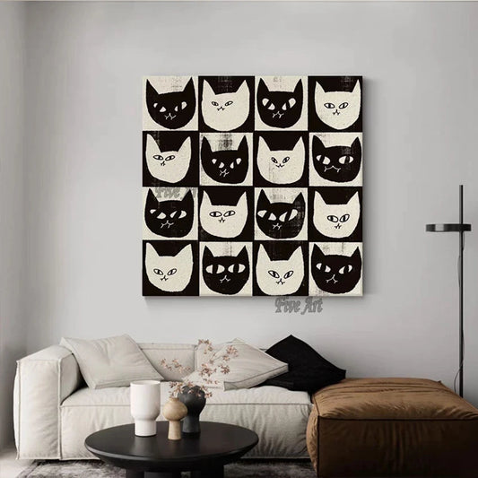Pintura moderna de gato sin marco, arte abstracto en lienzo, imágenes grandes de sala de estar, paredes, última llegada, pintura al óleo de animales