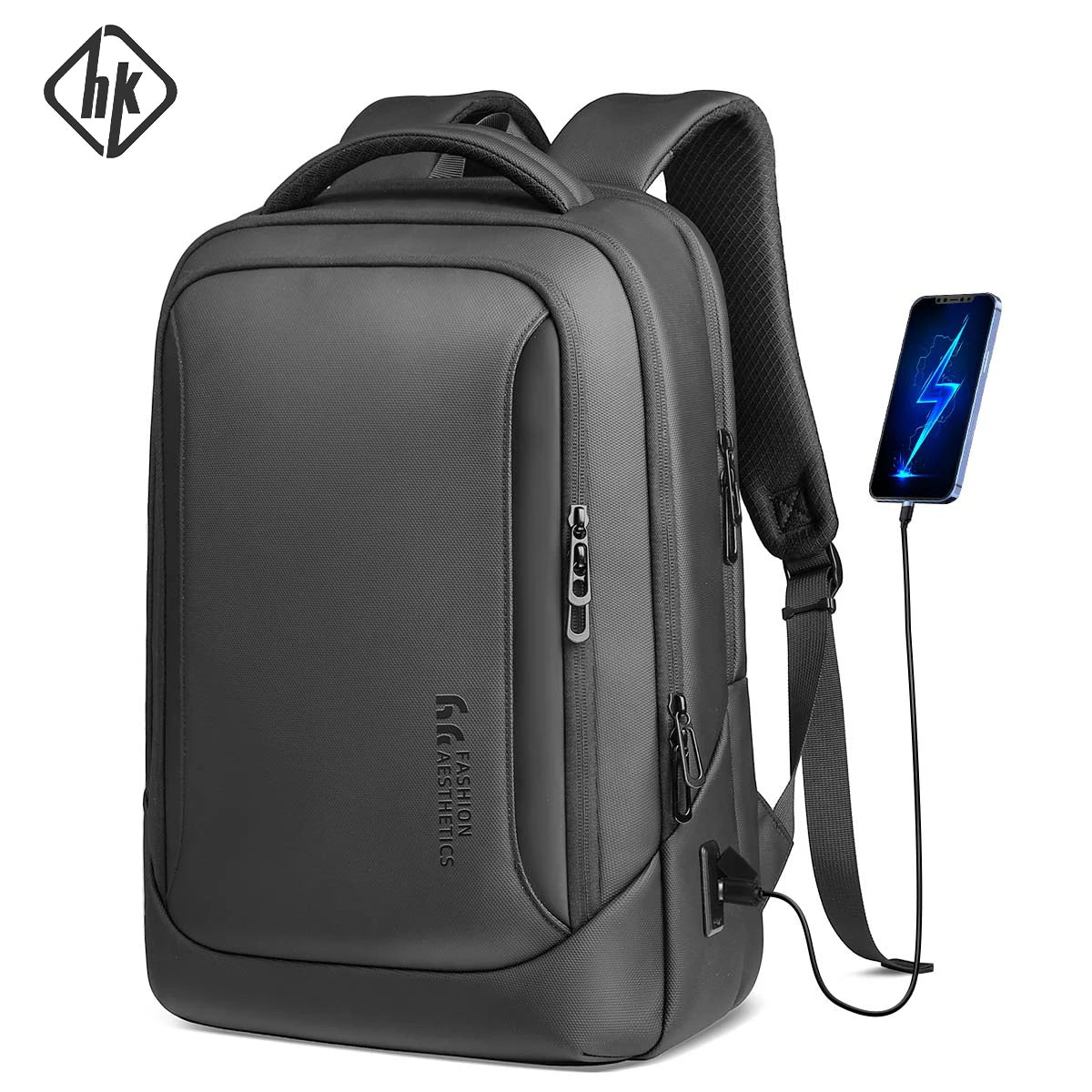 HK-Bolso para ordenador portátil de diseño para hombre, mochilas escolares impermeables para niños universitarios, mochila de viaje deportiva de negocios para hombre con carga USB