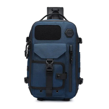 OZUKO-Bolso cruzado de hombro para hombre, bolsa de pecho, impermeable, táctico, cintura, bandolera, cremallera, moda, deportes al aire libre, negro