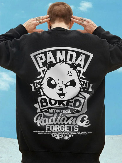 Otoño Anime Panda impreso sudaderas hombres nueva ropa de calle de gran tamaño pulóver con capucha Hip Hop Y2K Vintage sudaderas para hombres