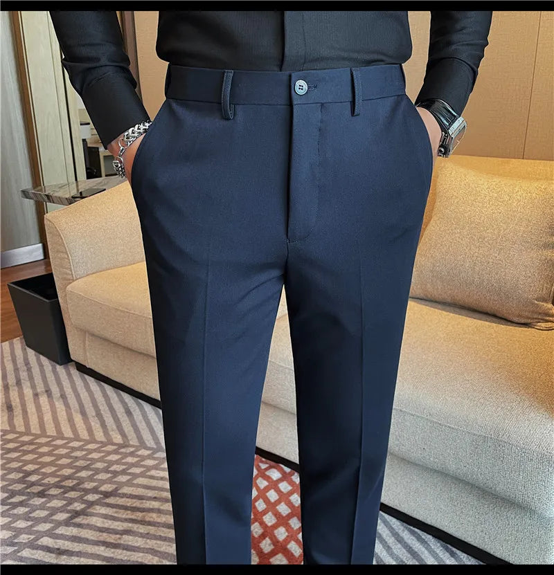 Camisas de vestir de negocios para hombres, pantalones ajustados de traje Social de oficina informal, pantalones de fiesta de boda de alta calidad, ropa de otoño e invierno
