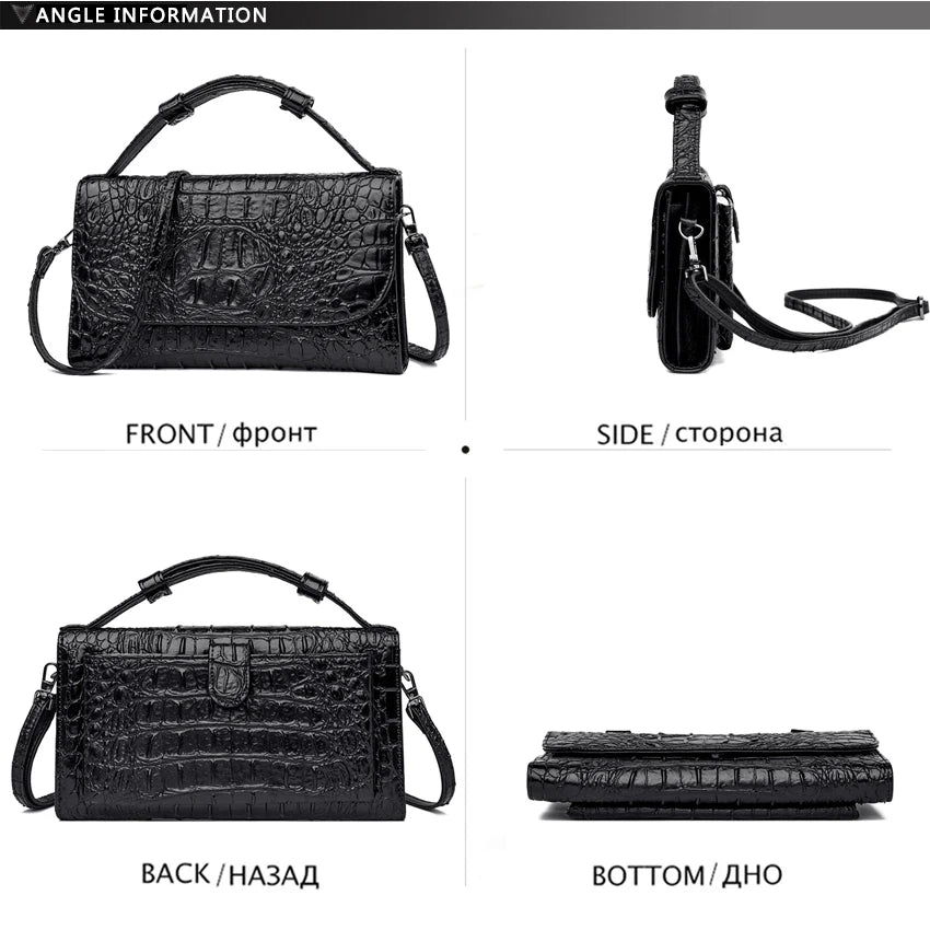 Bolso cruzado de diseñador de lujo para mujer, bandolera con patrón de cocodrilo, de cuero de alta calidad, cuadrado