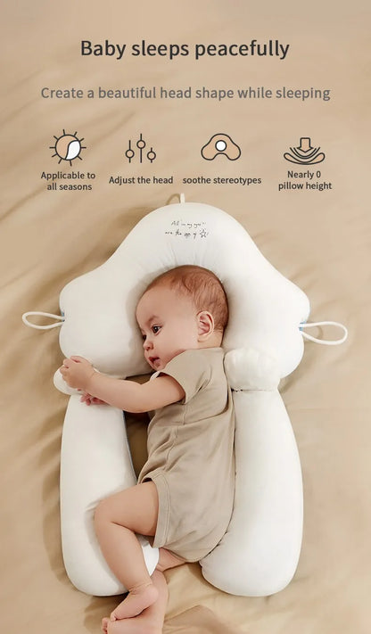 Almohada de bebé de Color sólido, cama para recién nacido, almohada relajante, almohada multifuncional para dormir lateral rebotable, transpirable y cómoda