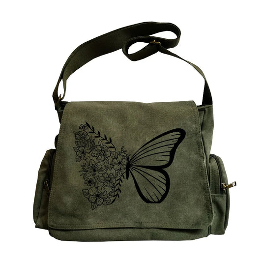 Bolsos cruzados con estampado de mariposas florales para mujer, bolso de mano de lona Vintage, bolso de hombro de gran capacidad para regalos de mujer