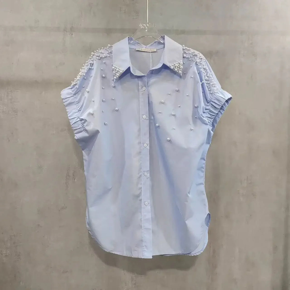 Blusas de manga corta de algodón con cuentas de perlas, camisas para mujer, novedad de verano, primavera 2021, tendencia de moda, Tops informales sueltos, Blusas