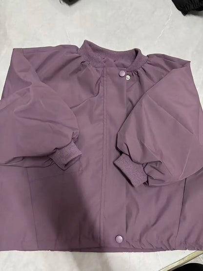 Chaqueta de béisbol coreana oversize para niños, ropa de primavera y otoño, chaqueta holgada con cremallera para niñas, top de moda 2026, elegante para bebés