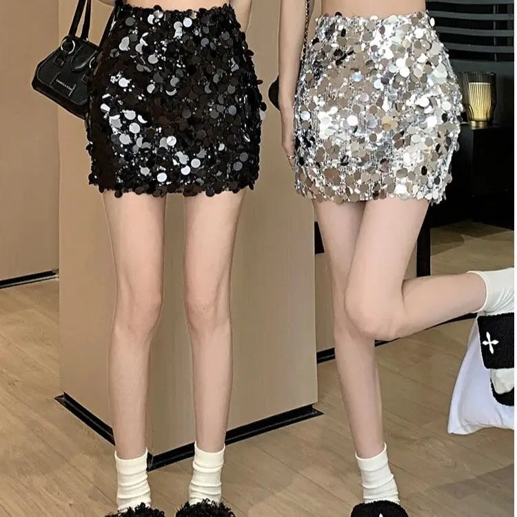 Wrap Hip Club estilo coreano Jupe Femme Y2k Sexy Faldas Mujer Moda 2026 Faldas de lentejuelas negras Mini primavera Otoño Verano