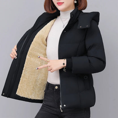Chaqueta de algodón con forro polar grueso para mujer ENYW, abrigo informal holgado de invierno, ropa cálida para mamá, manga...