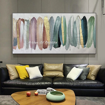 Arthyx, Pintura al Óleo sobre Lienzo Pintada a Mano con Lámina Dorada, Pósteres Abstractos Grandes, Cuadro Moderno para Pared, Decoración para Sala de Estar + paquete Switch in Art completo