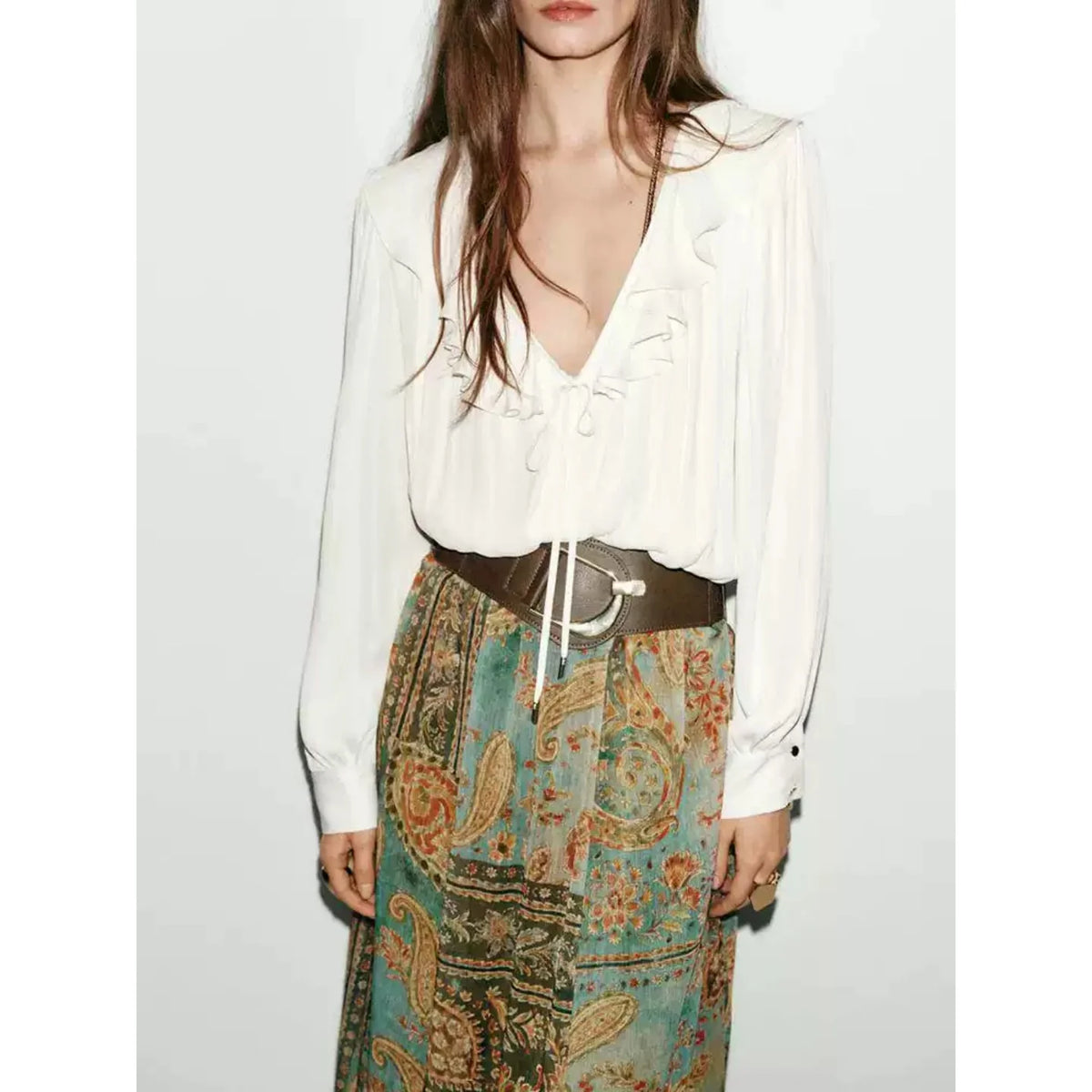 Falda Midi de Gasa con Estampado Retro Dulce y Moderno para Mujer, Estilo Veraniego, Diseño Holgado en la Cintura, Corte en A...