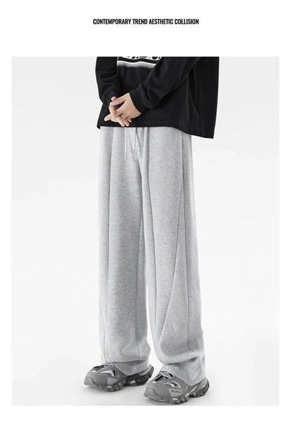 Pantalones Deportivos Grises de Pierna Recta Estilo Hip Hop 2026 para Hombre, Pantalones Holgados de Moda Coreana de Primavera, Estilo Y2K, Casuales