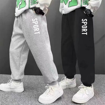 Pantalones de chándal deportivos con estampado de letras para niños, pantalones largos sueltos a la moda, pantalones para correr, pantalones deportivos finos informales para niños 2025, SPT01