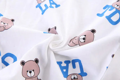 Ropa de dibujos animados para bebé, Camiseta con estampado de oso, pantalones cortos, 2 uds./Set