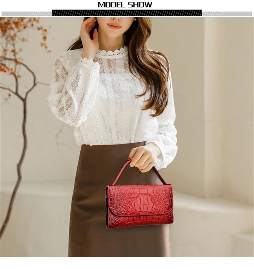 Bolso cruzado de diseñador de lujo para mujer, bandolera con patrón de cocodrilo, de cuero de alta calidad, cuadrado