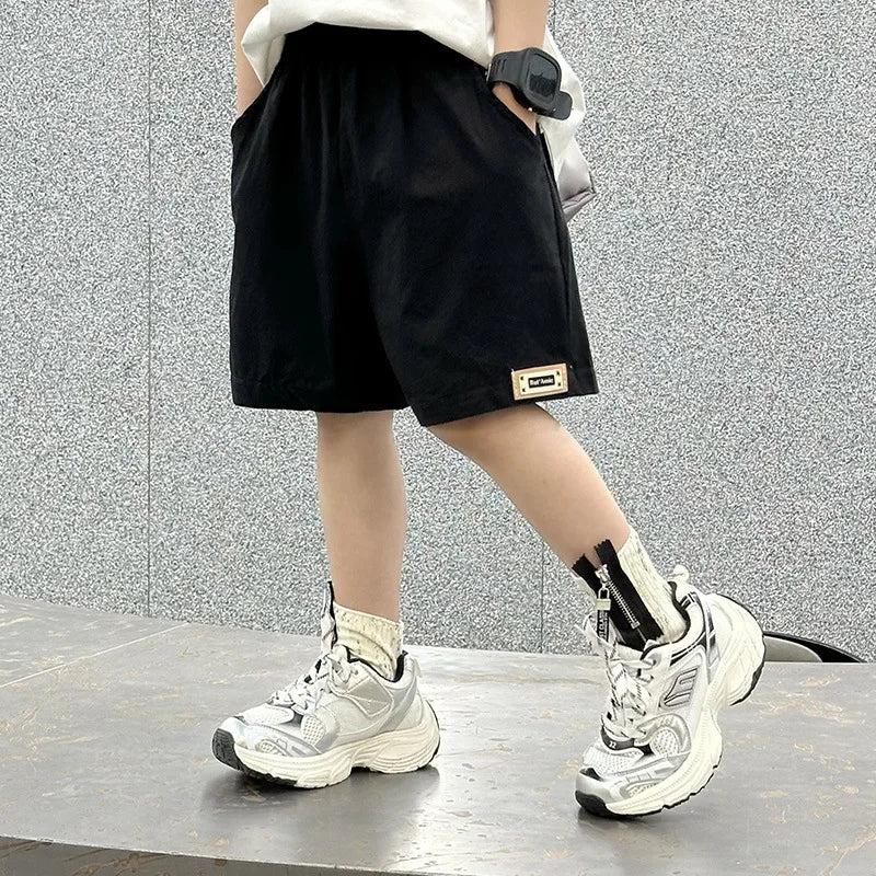 Pantalones Cortos de Verano para Niños de 3 a 14 Años, Pantalones Cortos Deportivos de Algodón Sólido para Niños, Pantalones Cortos con Cintura Elástica para Niños