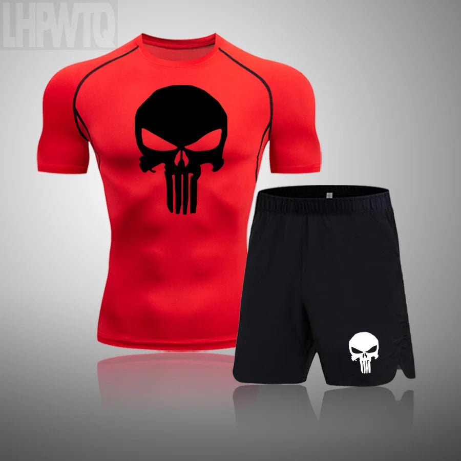 Camiseta deportiva de compresión para hombre, camiseta de entrenamiento físico de secado rápido MMA, ropa deportiva masculina para correr y correr