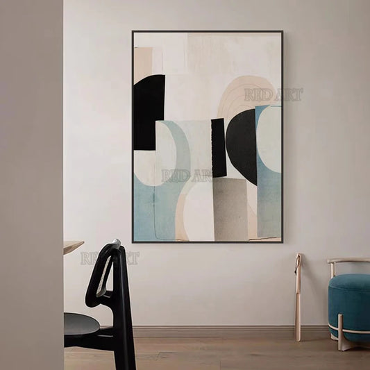 Arte de pared de lienzo hecho a mano, pintura al óleo en blanco y negro, póster abstracto, cuadro de pared creativo, obra de arte grande para decoración de Hotel, con marco incluido