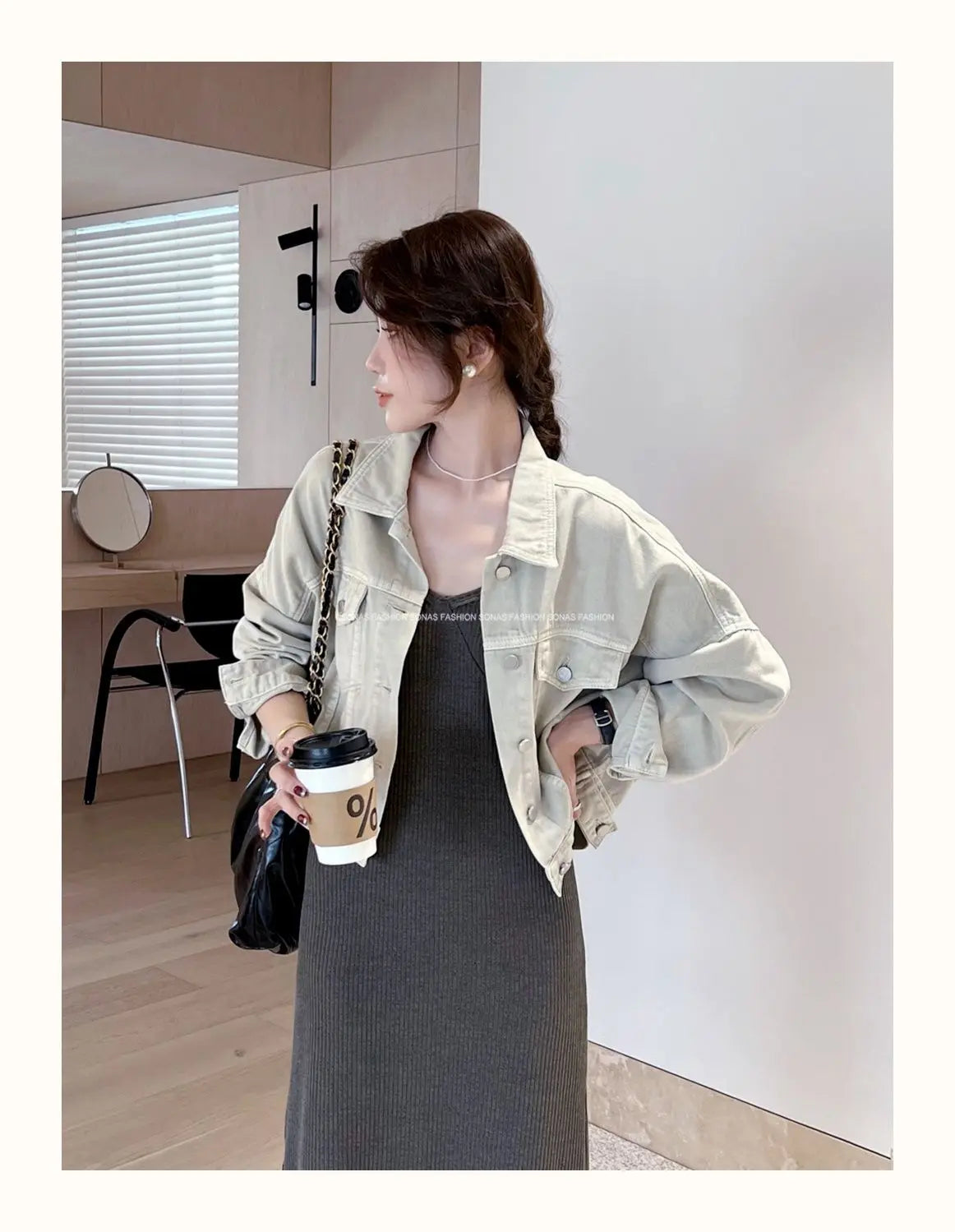 Chaqueta vaquera marrón para mujer, chaqueta informal versátil de estilo coreano de corte corto, chaqueta de primavera y otoño