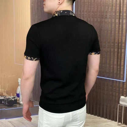 Camiseta con solapa de retales para hombre, Polo informal de manga corta cómodo y transpirable, camisetas POLO sociales de negocios a la moda de verano